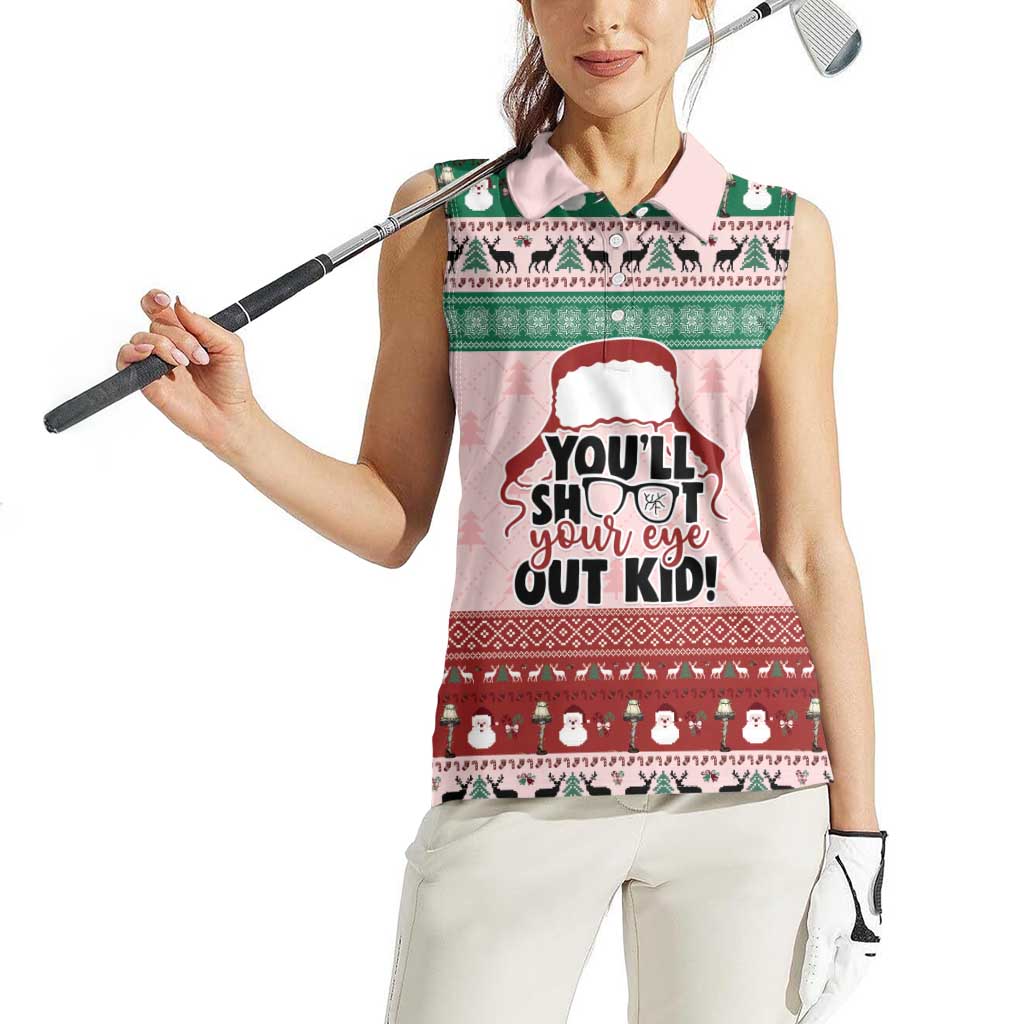 Christmas Story Women Sleeveless Polo Shirt You'll Shoot Your Eye Out - Wonder Print Shop