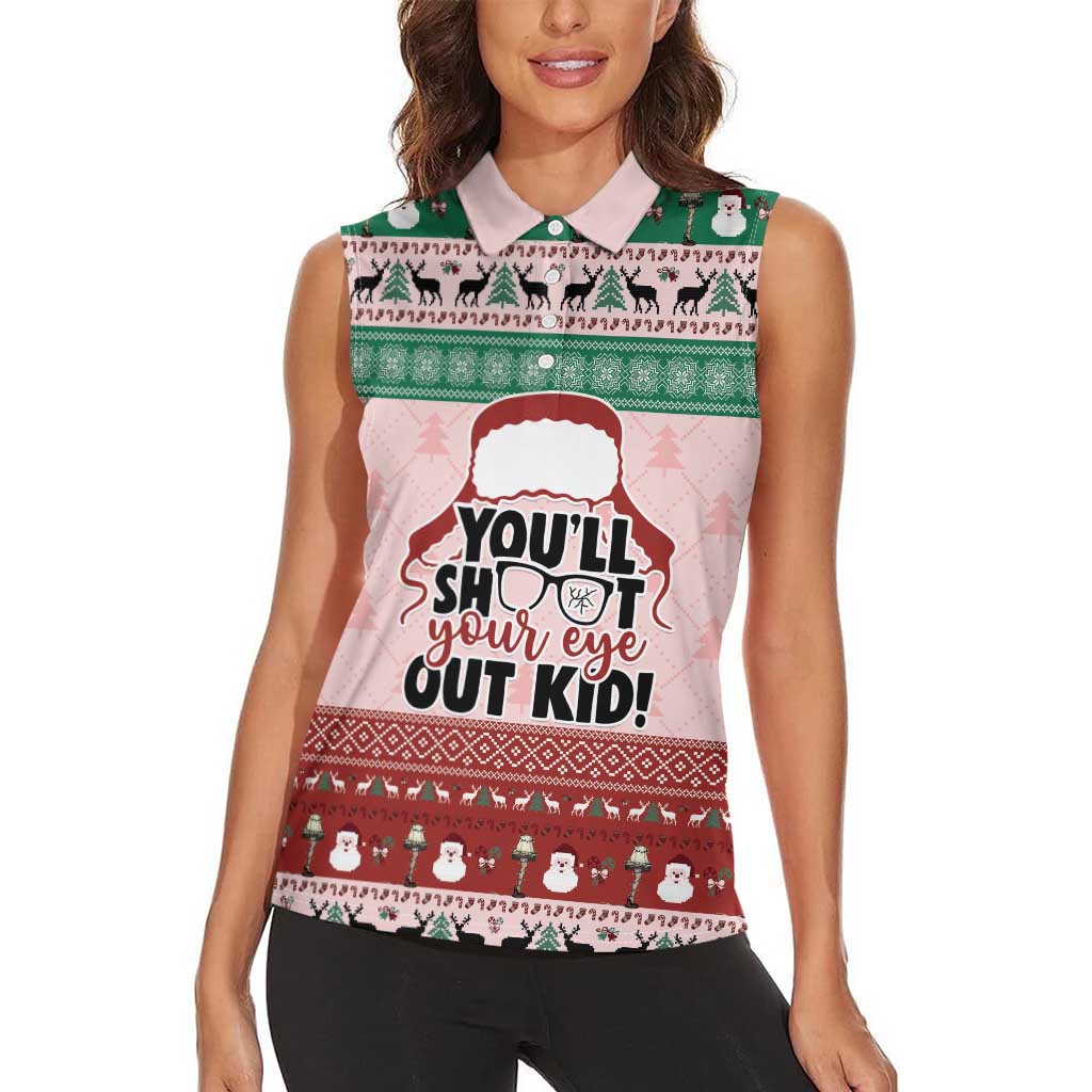 Christmas Story Women Sleeveless Polo Shirt You'll Shoot Your Eye Out - Wonder Print Shop