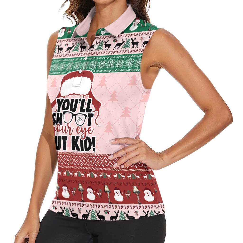 Christmas Story Women Sleeveless Polo Shirt You'll Shoot Your Eye Out - Wonder Print Shop