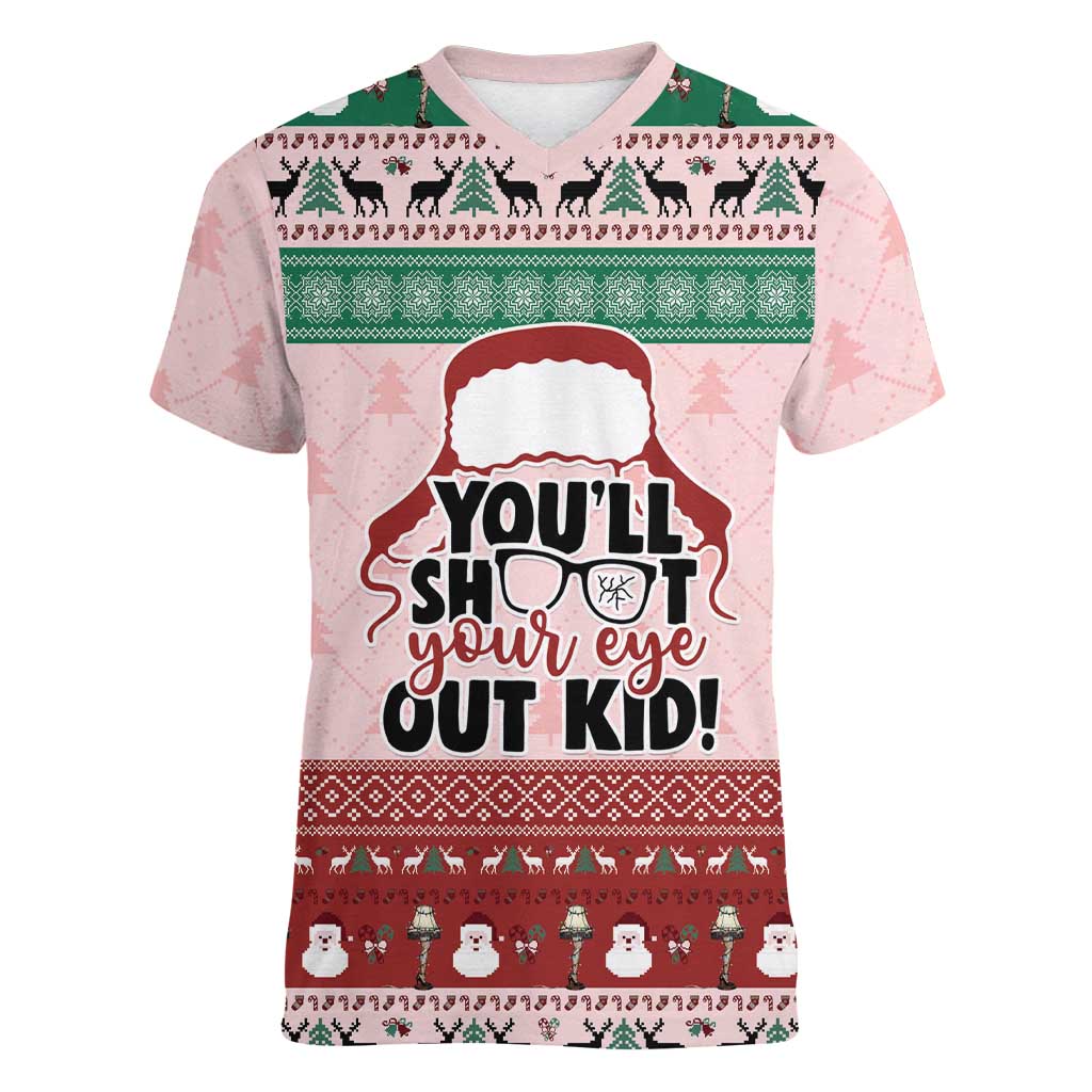 Christmas Story Women V-Neck T-Shirt You'll Shoot Your Eye Out - Wonder Print Shop