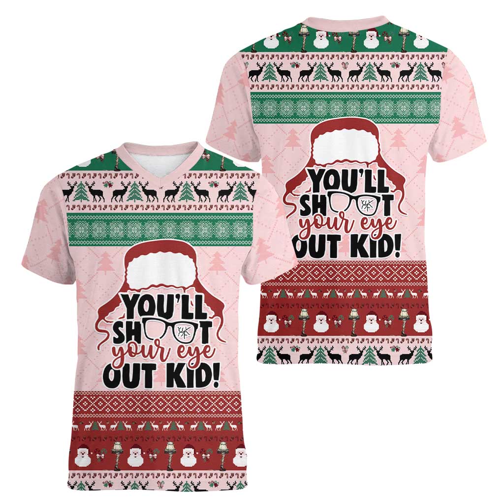 Christmas Story Women V-Neck T-Shirt You'll Shoot Your Eye Out - Wonder Print Shop