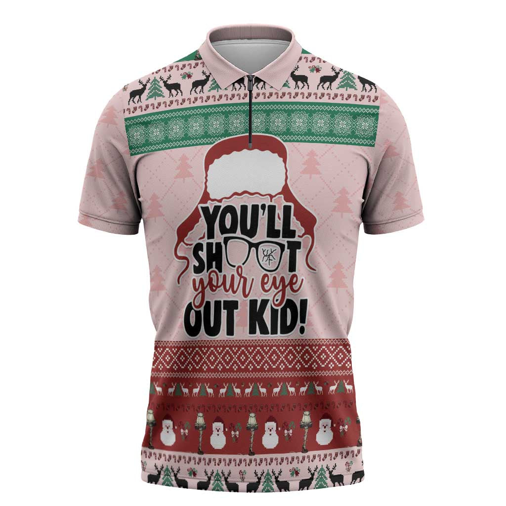 Christmas Story Zipper Polo Shirt You'll Shoot Your Eye Out - Wonder Print Shop