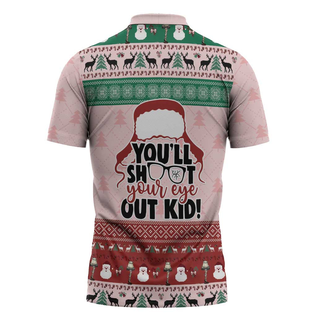 Christmas Story Zipper Polo Shirt You'll Shoot Your Eye Out - Wonder Print Shop