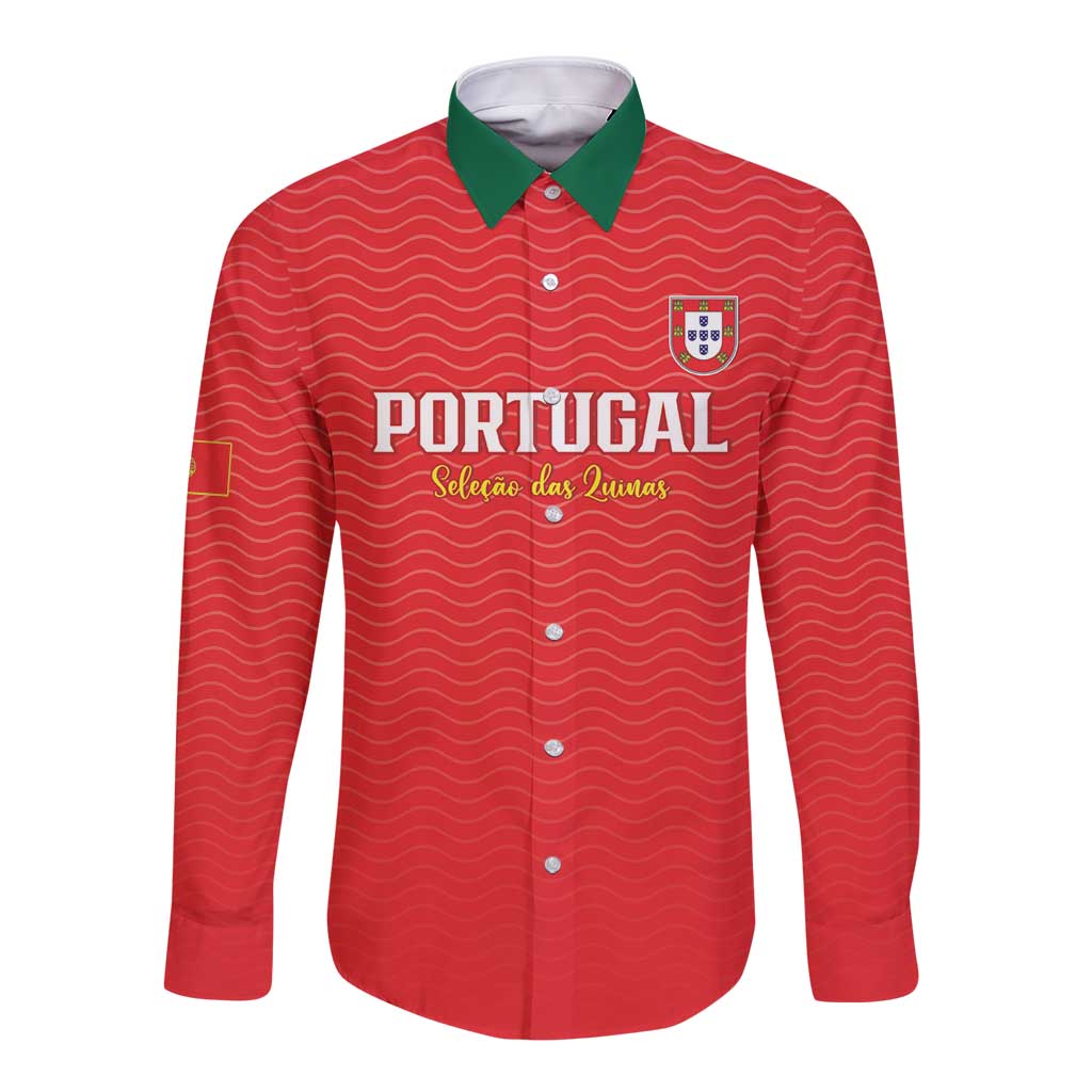 Custom Portugal Football Long Sleeve Button Shirt Never Back Down 2026