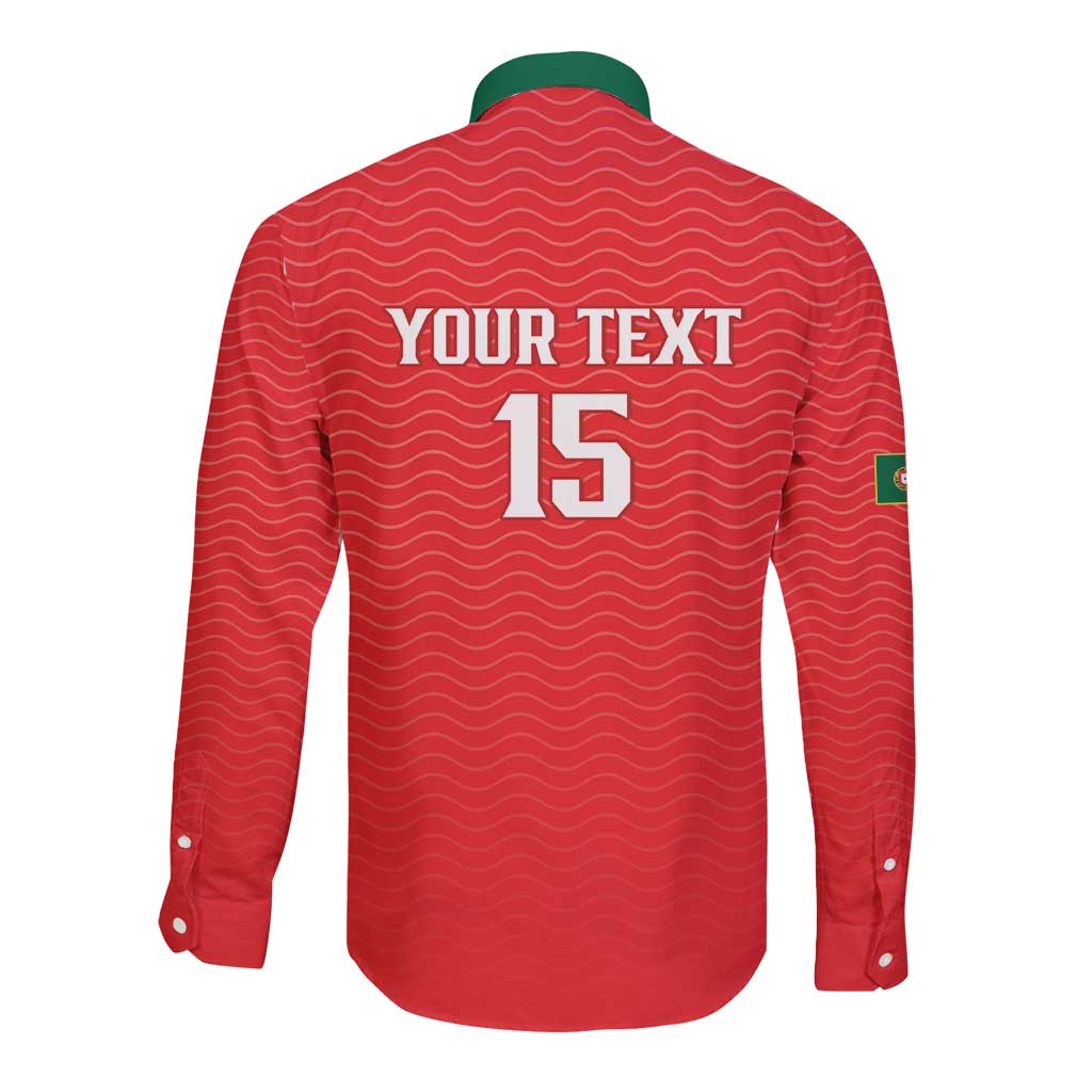 Custom Portugal Football Long Sleeve Button Shirt Never Back Down 2026
