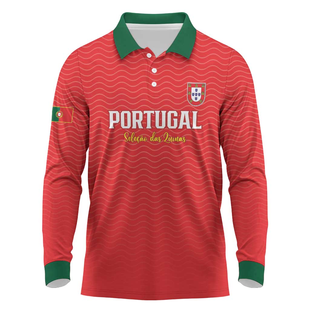 Custom Portugal Football Long Sleeve Polo Shirt Never Back Down 2026