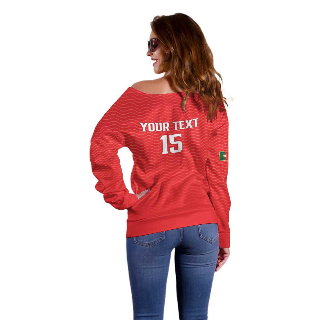 Custom Portugal Football Off Shoulder Sweater Never Back Down 2026