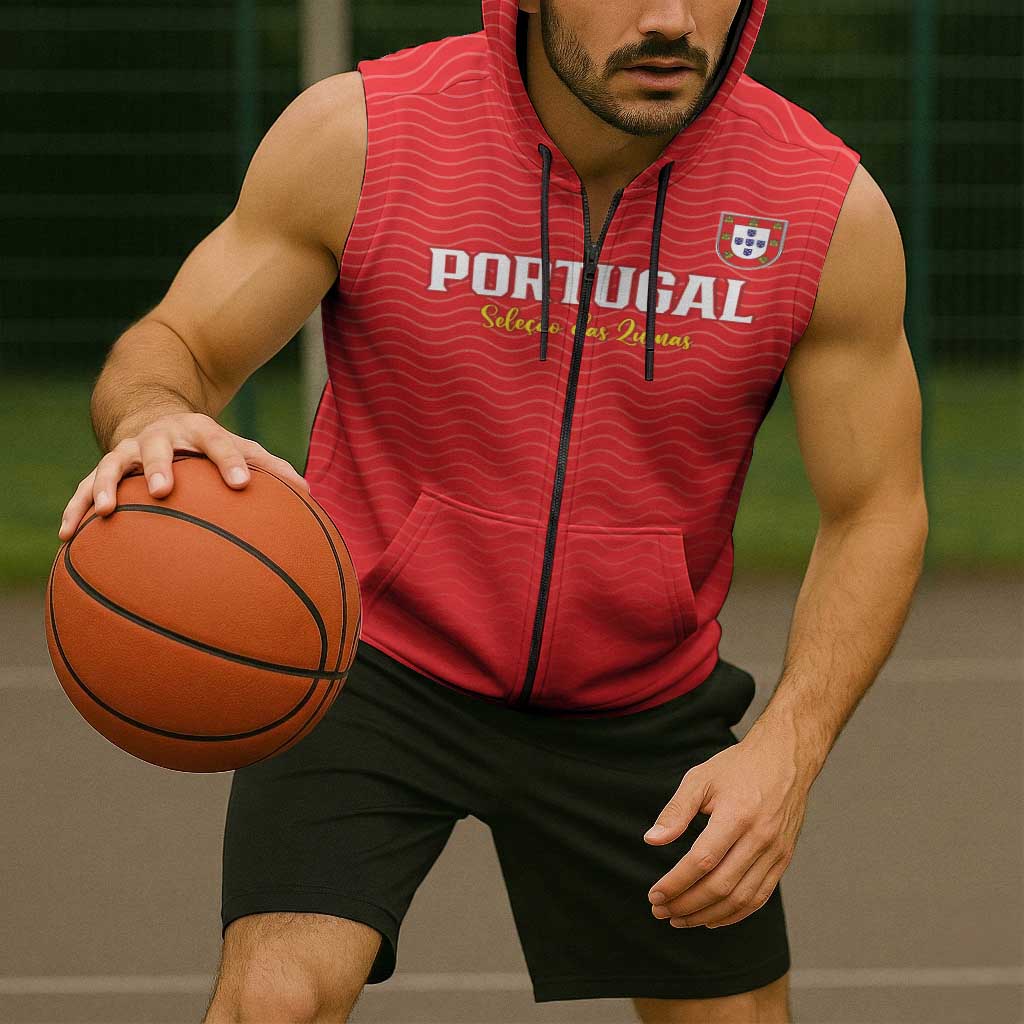 Custom Portugal Football Sleeveless Zip Hoodie Never Back Down 2026