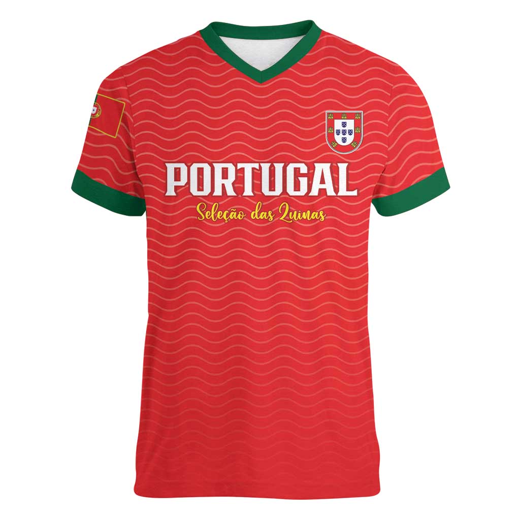 Custom Portugal Football Women V-Neck T-Shirt Never Back Down 2026