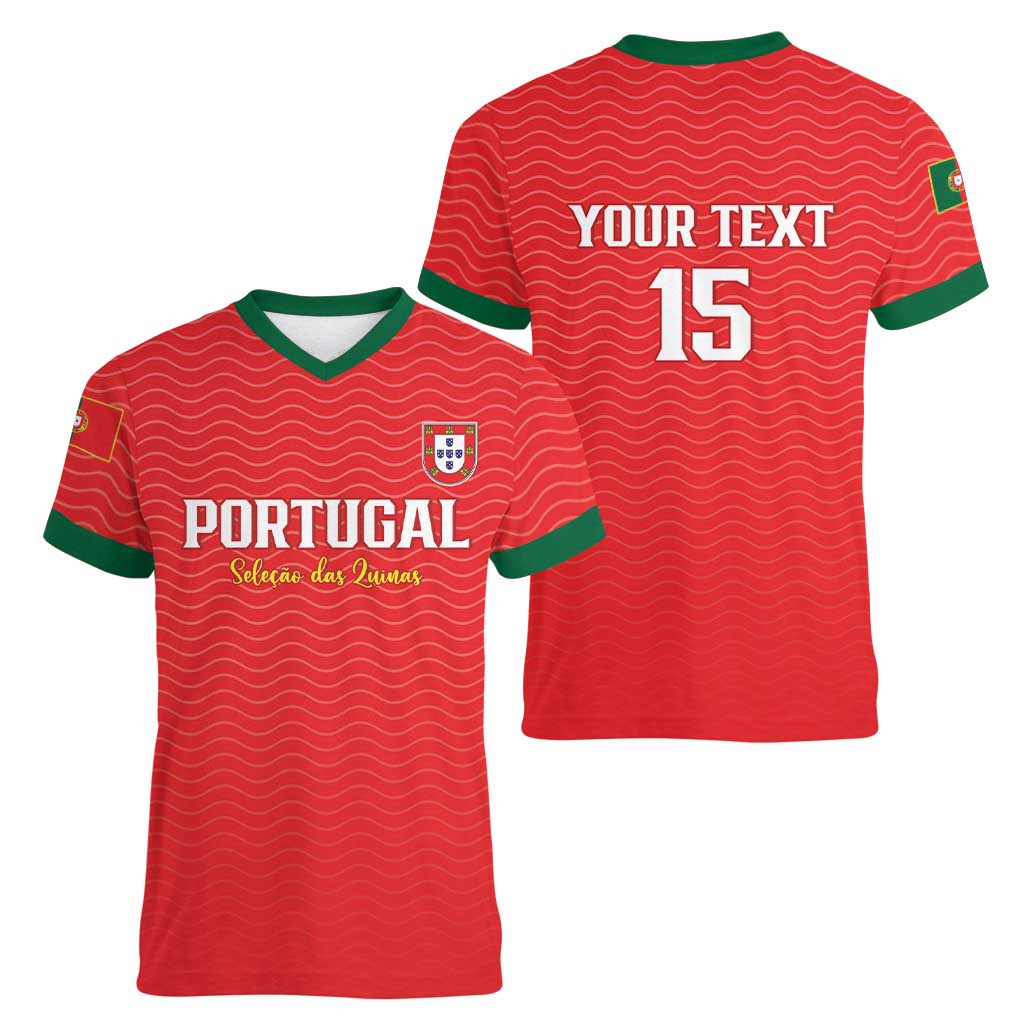 Custom Portugal Football Women V-Neck T-Shirt Never Back Down 2026