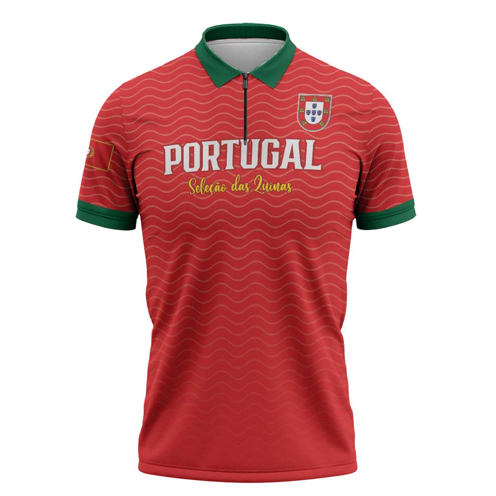 Custom Portugal Football Zipper Polo Shirt Never Back Down 2026