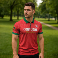 Custom Portugal Football Zipper Polo Shirt Never Back Down 2026