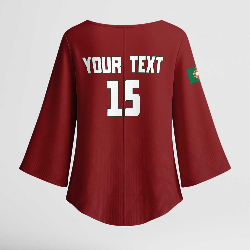 Custom Portugal Football 2026 Kimono Sleeve Blouse Vamos Portugal