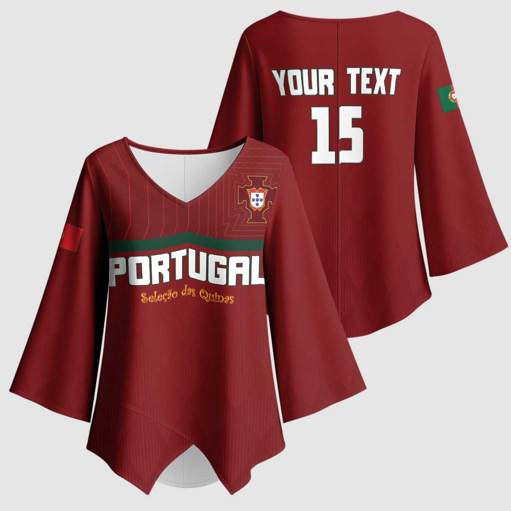 Custom Portugal Football 2026 Kimono Sleeve Blouse Vamos Portugal