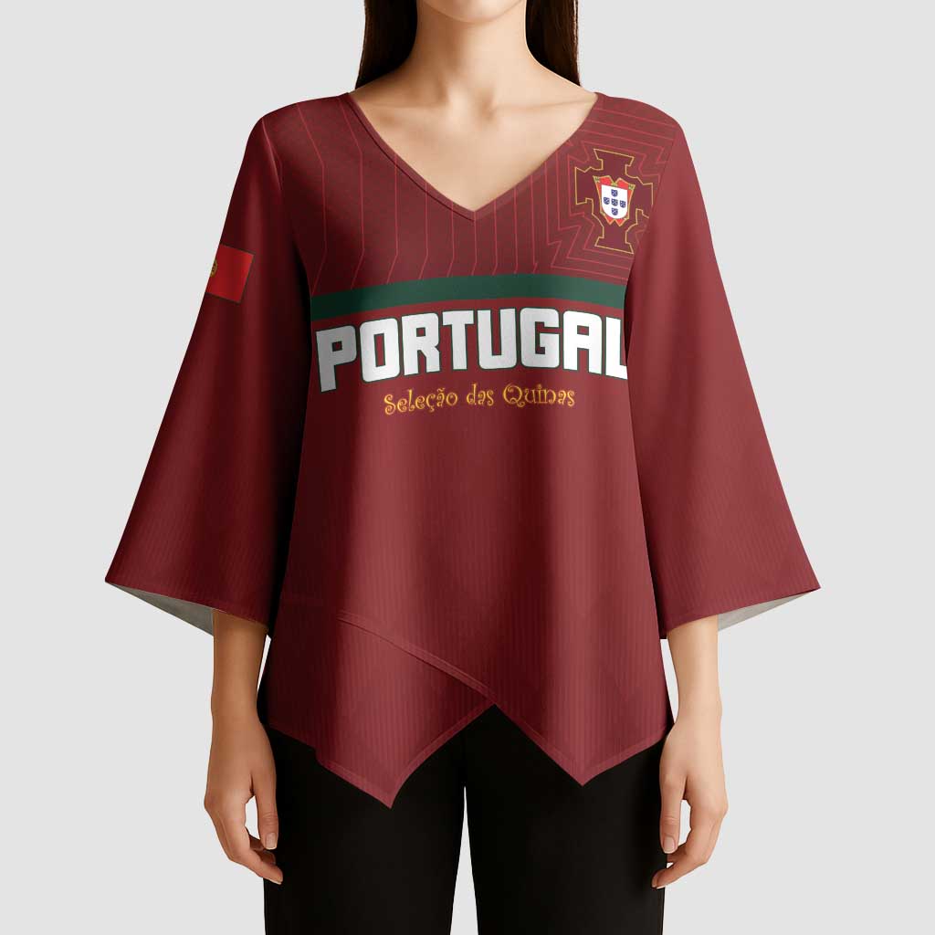 Custom Portugal Football 2026 Kimono Sleeve Blouse Vamos Portugal