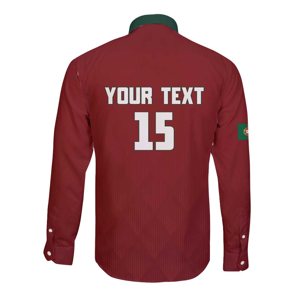 Custom Portugal Football 2026 Long Sleeve Button Shirt Vamos Portugal