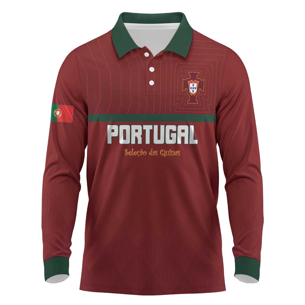Custom Portugal Football 2026 Long Sleeve Polo Shirt Vamos Portugal