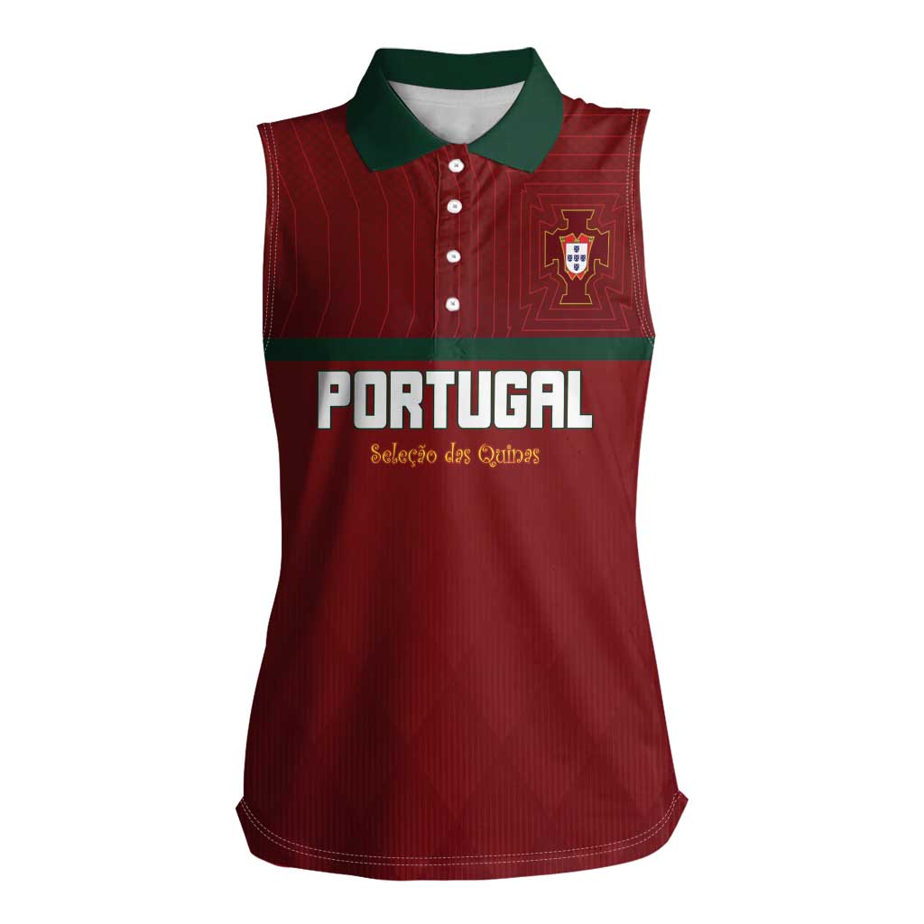 Custom Portugal Football 2026 Women Sleeveless Polo Shirt Vamos Portugal