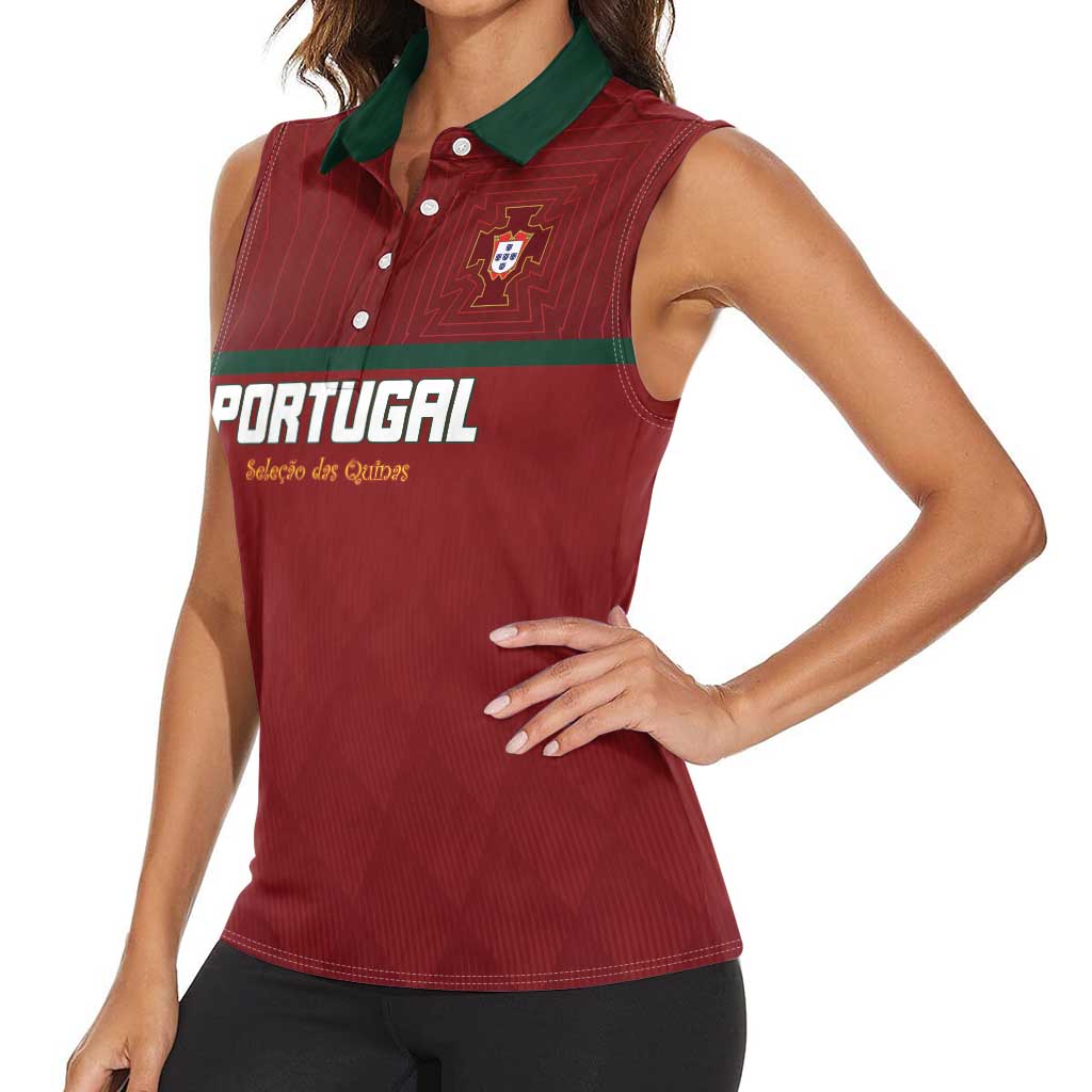 Custom Portugal Football 2026 Women Sleeveless Polo Shirt Vamos Portugal