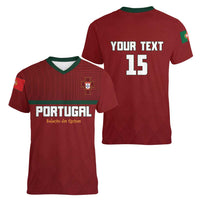 Custom Portugal Football 2026 Women V-Neck T-Shirt Vamos Portugal
