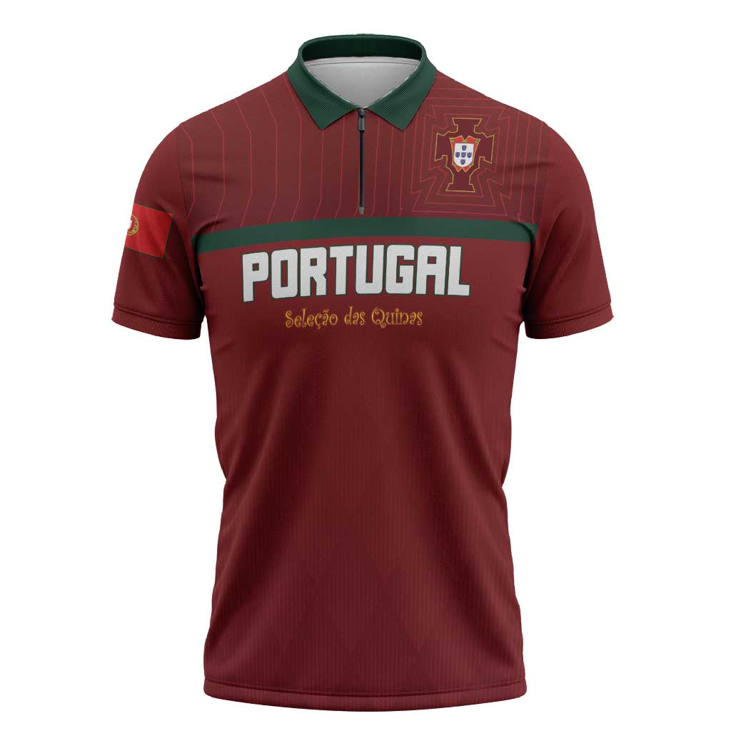 Custom Portugal Football 2026 Zipper Polo Shirt Vamos Portugal