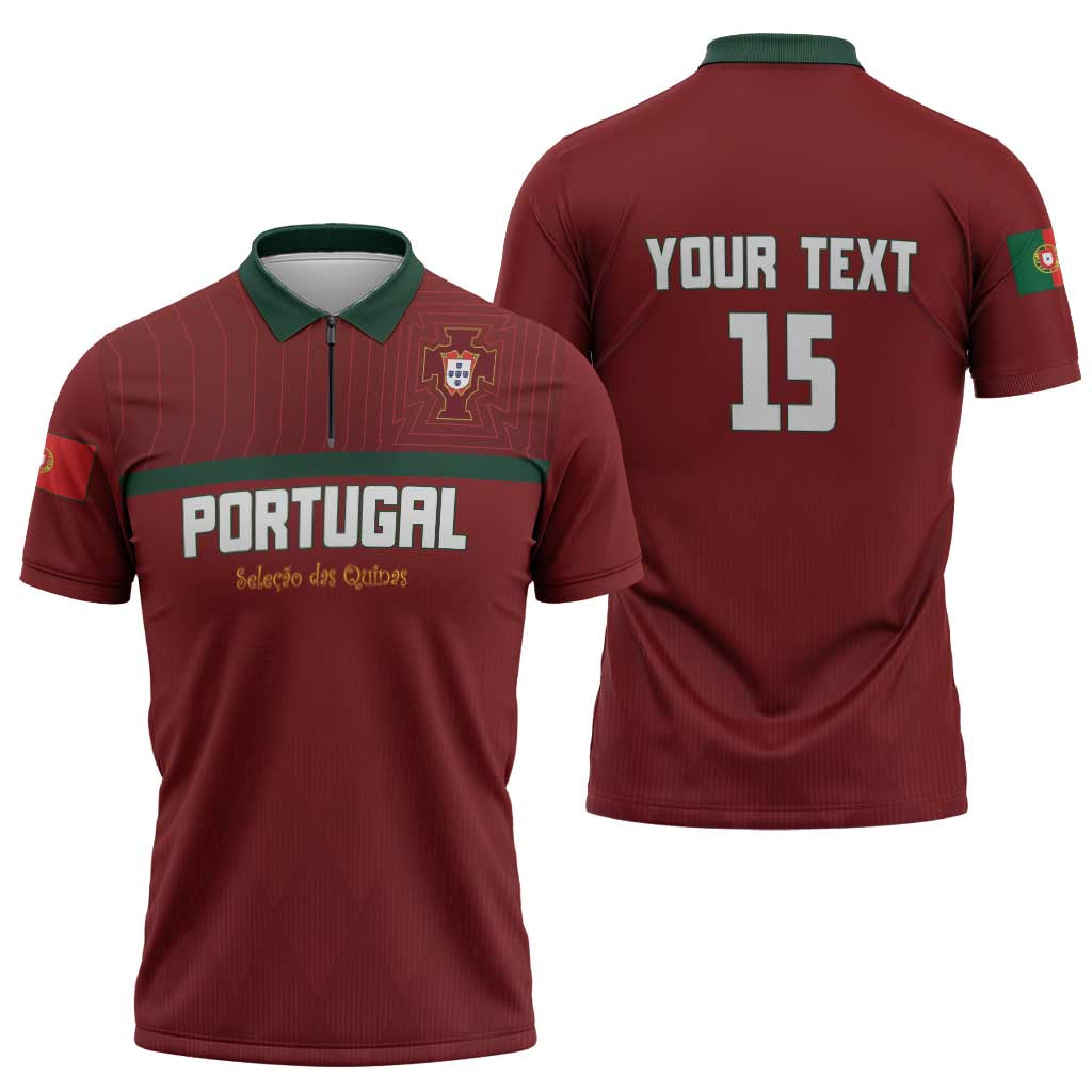 Custom Portugal Football 2026 Zipper Polo Shirt Vamos Portugal