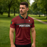 Custom Portugal Football 2026 Zipper Polo Shirt Vamos Portugal