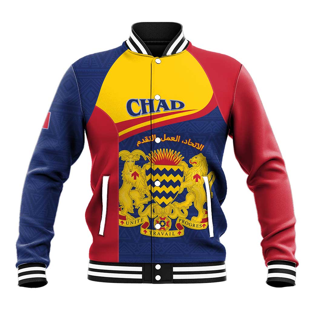Personalised Chad Baseball Jacket Coat Of Arms - African Pattern
