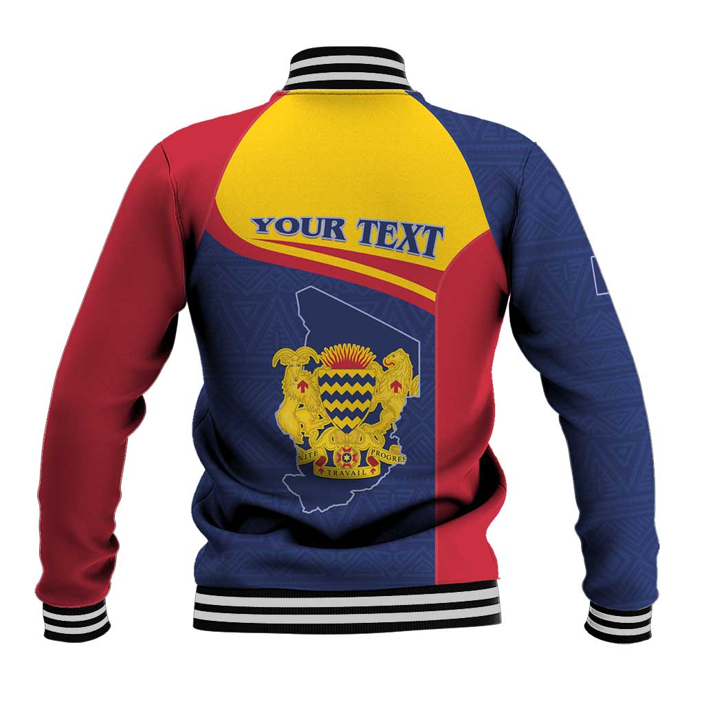 Personalised Chad Baseball Jacket Coat Of Arms - African Pattern