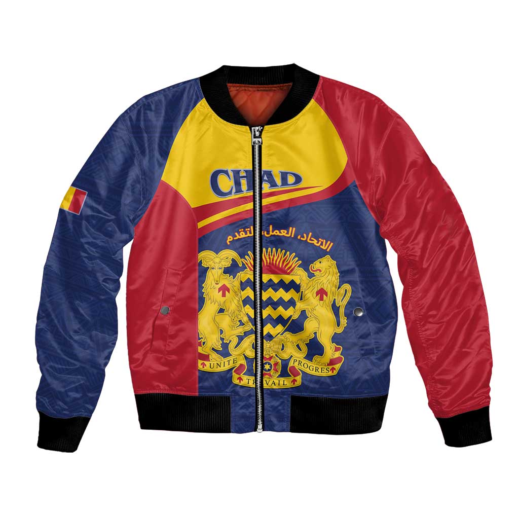 Personalised Chad Bomber Jacket Coat Of Arms - African Pattern