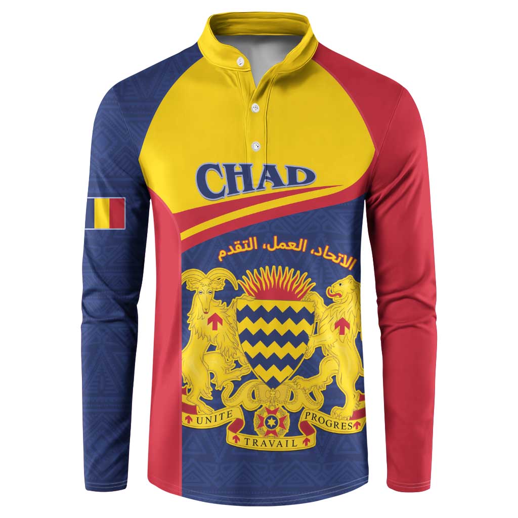 Personalised Chad Button Sweatshirt Coat Of Arms - African Pattern