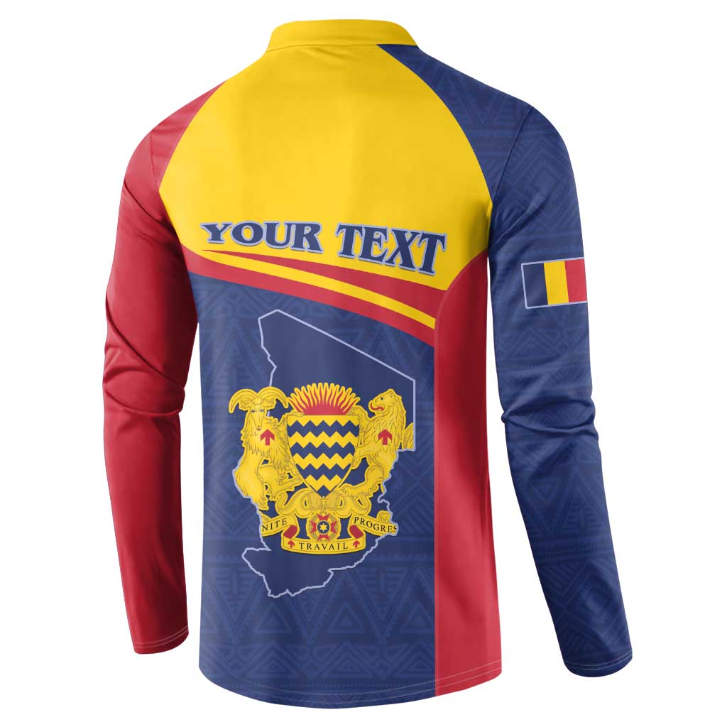 Personalised Chad Button Sweatshirt Coat Of Arms - African Pattern