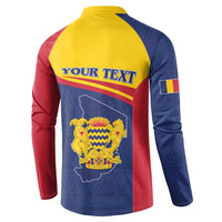 Personalised Chad Button Sweatshirt Coat Of Arms - African Pattern