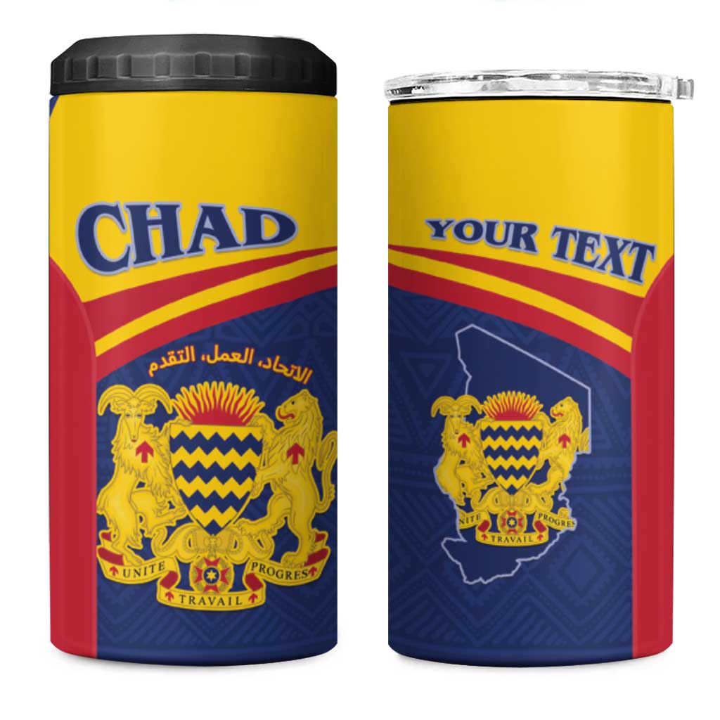 Personalised Chad 4 in 1 Can Cooler Tumbler Coat Of Arms - African Pattern
