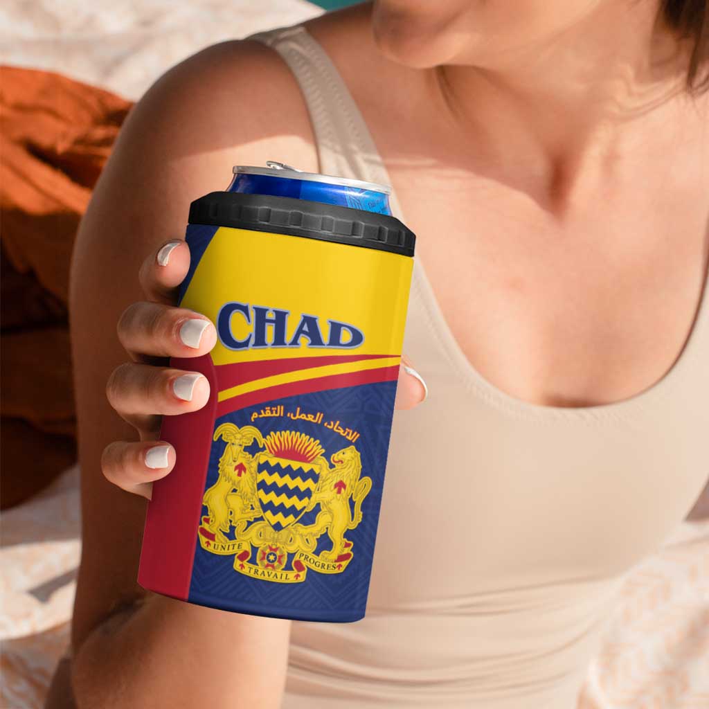 Personalised Chad 4 in 1 Can Cooler Tumbler Coat Of Arms - African Pattern