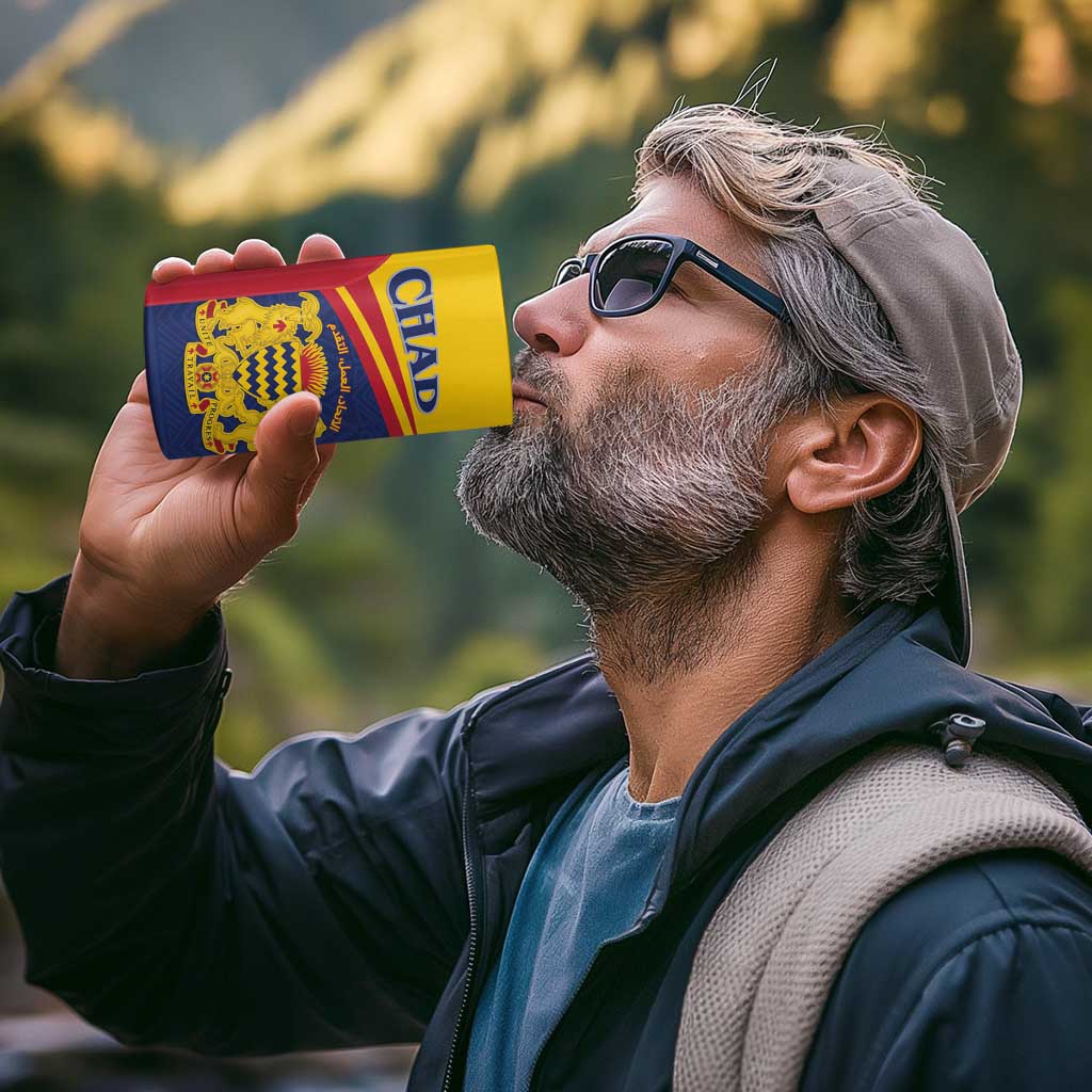 Personalised Chad 4 in 1 Can Cooler Tumbler Coat Of Arms - African Pattern