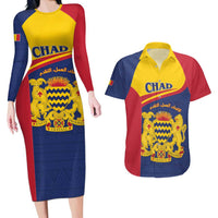 Personalised Chad Couples Matching Long Sleeve Bodycon Dress and Hawaiian Shirt Coat Of Arms - African Pattern