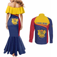 Personalised Chad Couples Matching Mermaid Dress and Long Sleeve Button Shirt Coat Of Arms - African Pattern