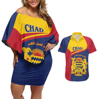 Personalised Chad Couples Matching Off Shoulder Short Dress and Hawaiian Shirt Coat Of Arms - African Pattern