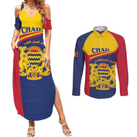 Personalised Chad Couples Matching Summer Maxi Dress and Long Sleeve Button Shirt Coat Of Arms - African Pattern