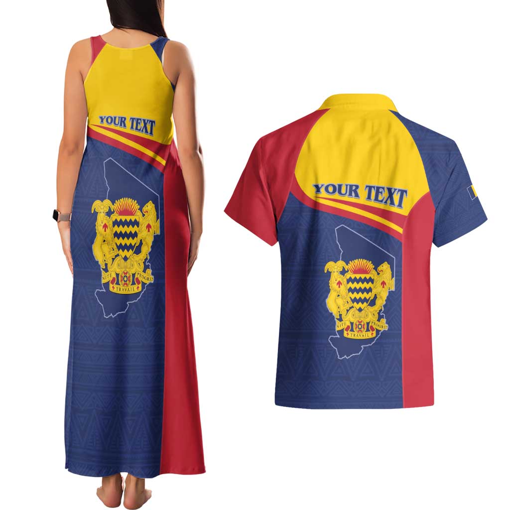 Personalised Chad Couples Matching Tank Maxi Dress and Hawaiian Shirt Coat Of Arms - African Pattern