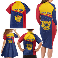 Personalised Chad Family Matching Long Sleeve Bodycon Dress and Hawaiian Shirt Coat Of Arms - African Pattern