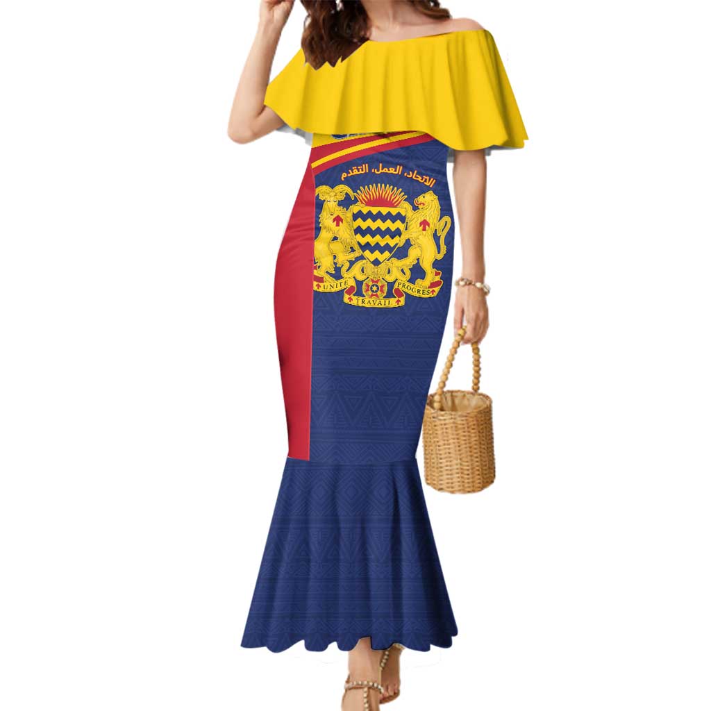 Personalised Chad Family Matching Mermaid Dress and Hawaiian Shirt Coat Of Arms - African Pattern