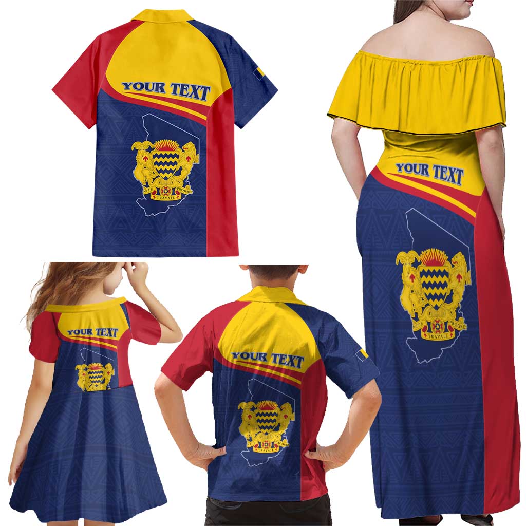 Personalised Chad Family Matching Off Shoulder Maxi Dress and Hawaiian Shirt Coat Of Arms - African Pattern