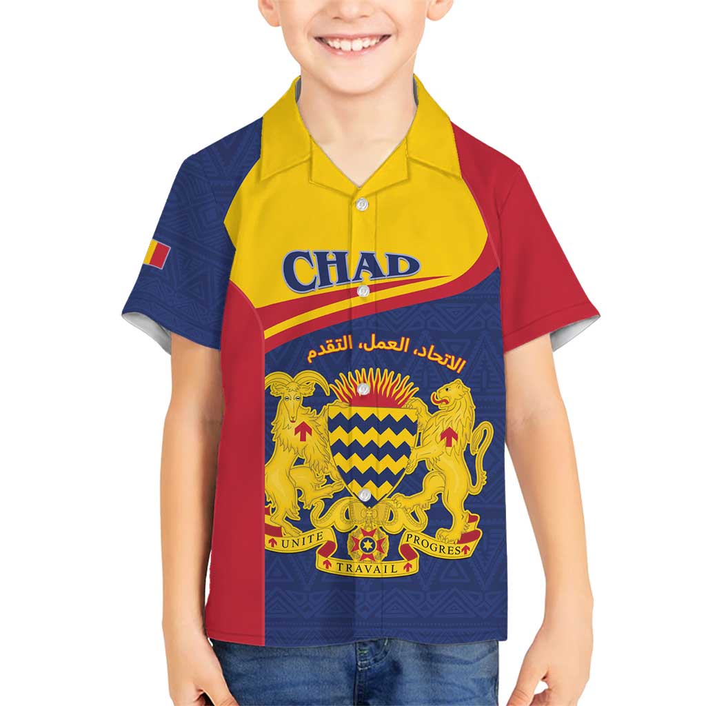 Personalised Chad Family Matching Off Shoulder Maxi Dress and Hawaiian Shirt Coat Of Arms - African Pattern