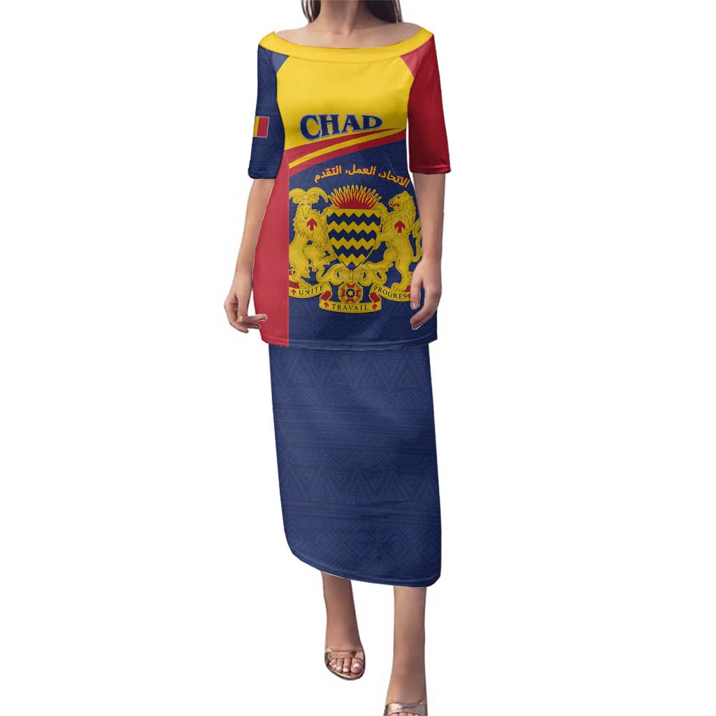 Personalised Chad Family Matching Puletasi and Hawaiian Shirt Coat Of Arms - African Pattern