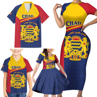 Personalised Chad Family Matching Short Sleeve Bodycon Dress and Hawaiian Shirt Coat Of Arms - African Pattern