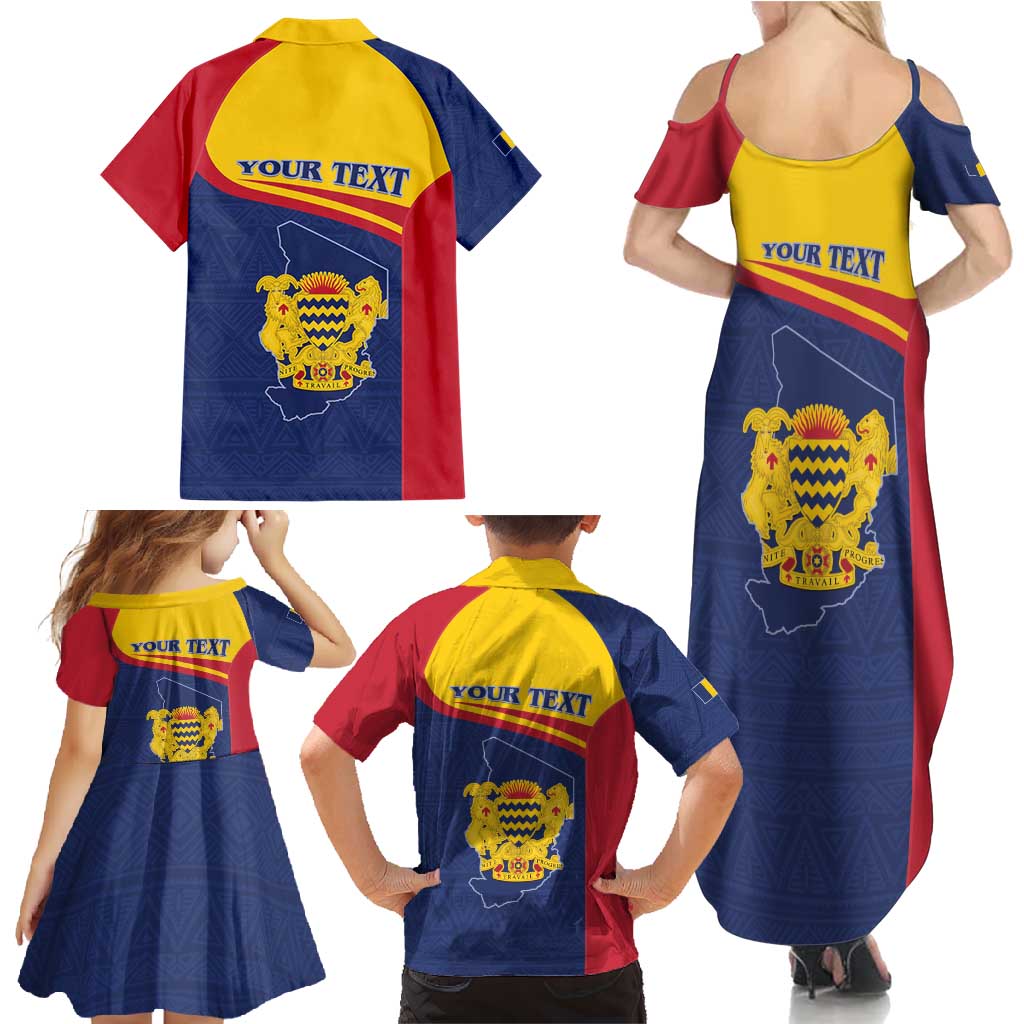 Personalised Chad Family Matching Summer Maxi Dress and Hawaiian Shirt Coat Of Arms - African Pattern