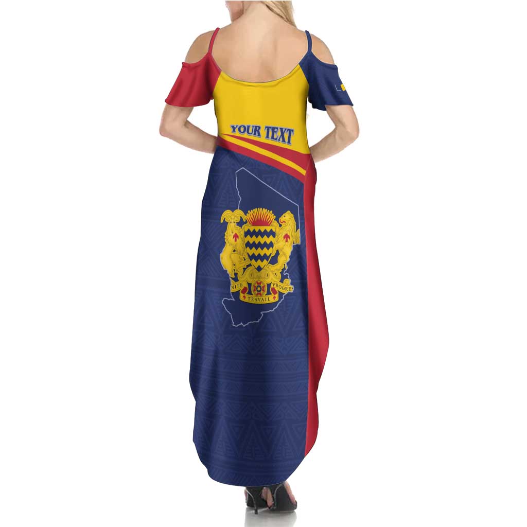 Personalised Chad Family Matching Summer Maxi Dress and Hawaiian Shirt Coat Of Arms - African Pattern