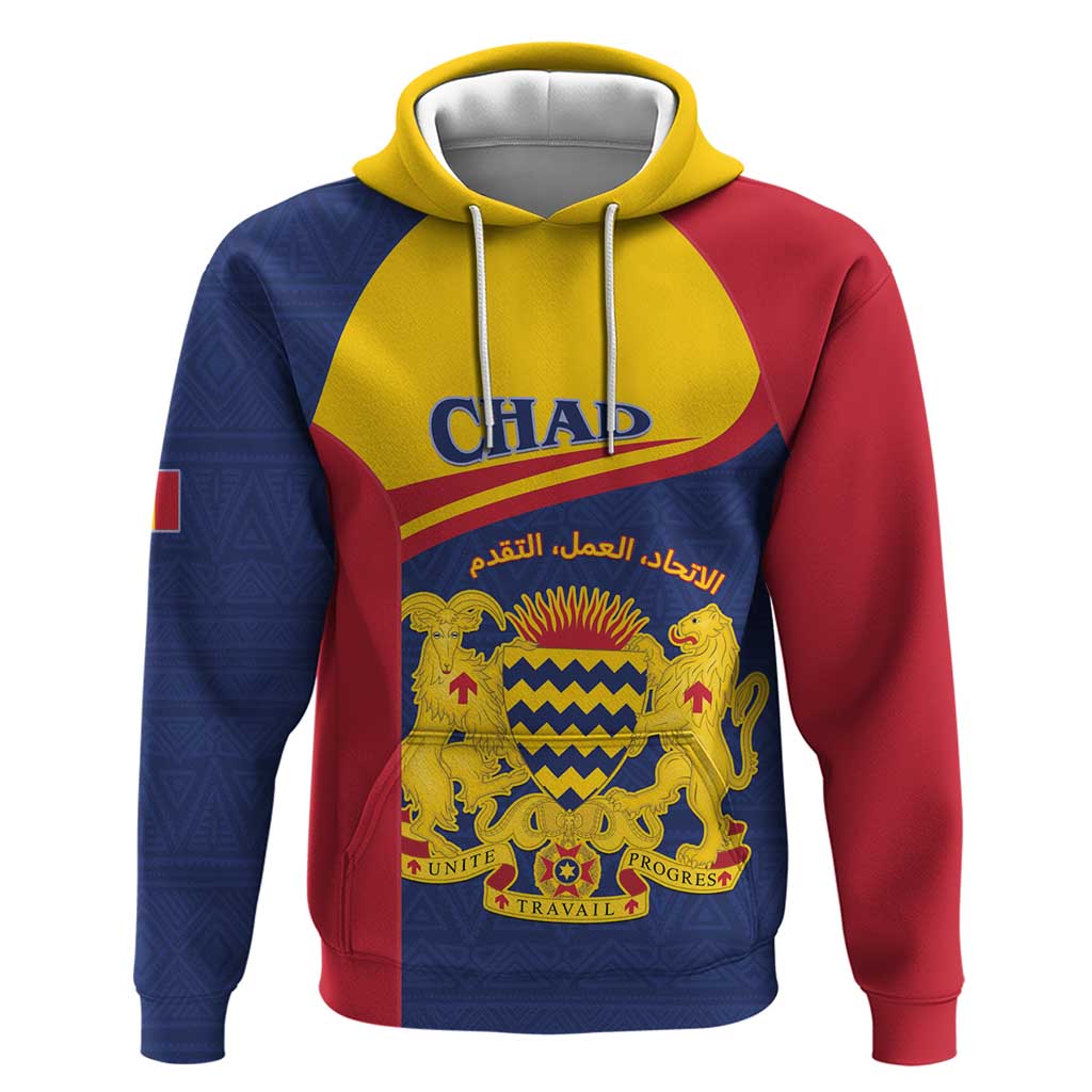 Personalised Chad Hoodie Coat Of Arms - African Pattern